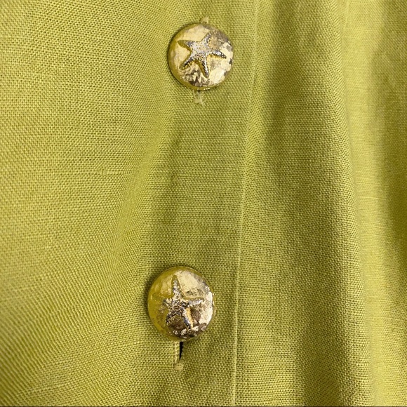 VINTAGE | 1980’s Barbara Barbara Sheen Green Linen Blend Parisian Wrap Dress - Picture 7 of 12